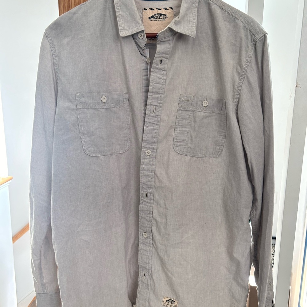 VANS Gray Casual Button Down Shirt SZ M